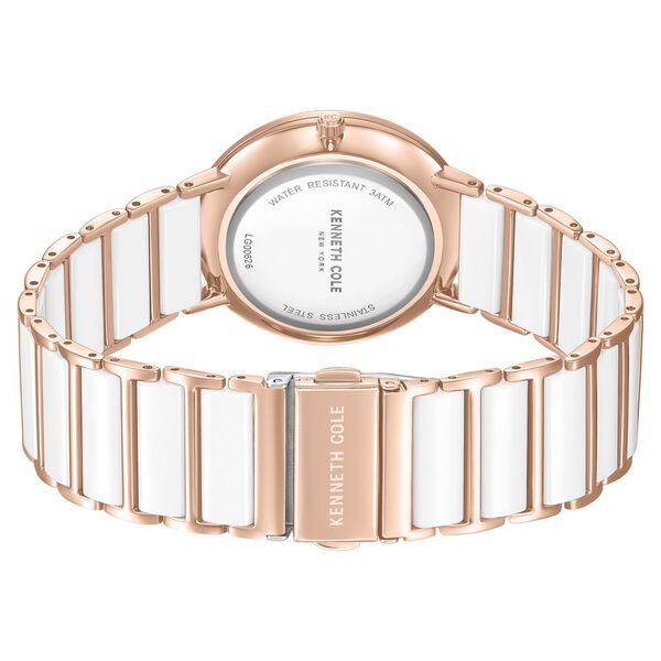 Kenneth Cole Quartz Analog White Dial White Stainless Steel & Ceramic Strap Watch For Women - image number 4