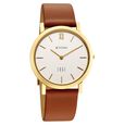Edge Dynasty Quartz Analog White Dial Brown Leather Strap Watch For Men - image number 1