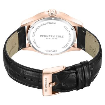 Kenneth Cole Mechanical Hand Wound Analog Mechanical Grey Dial With Black Leather Strap Watch For Men