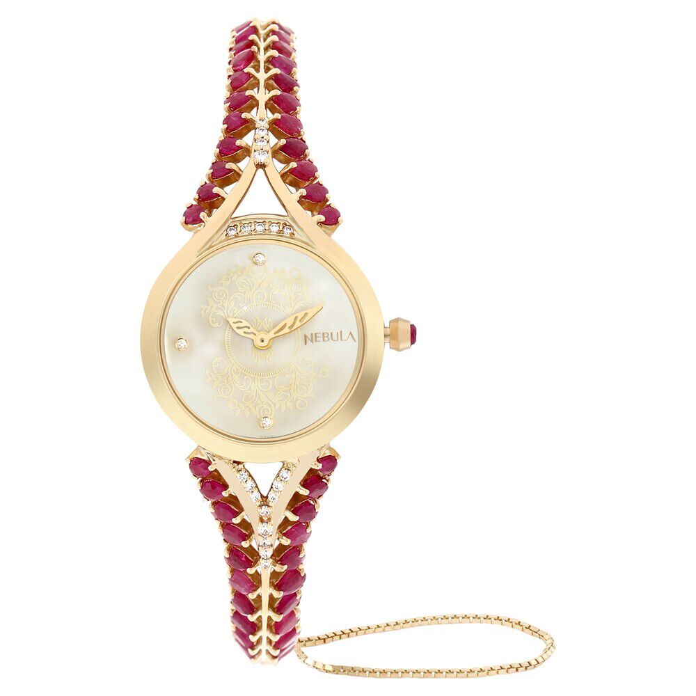 Buy Online Titan Nebula Jewels 18k Gold Analog with Diamonds and Rubies Watch for Women ns5538dm01 Titan