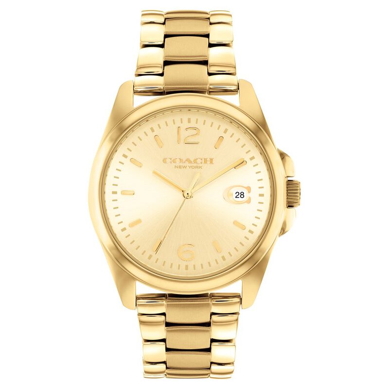 Coach Quartz Analog Golden Dial Two Toned Stainless Steel Strap Watch For Women