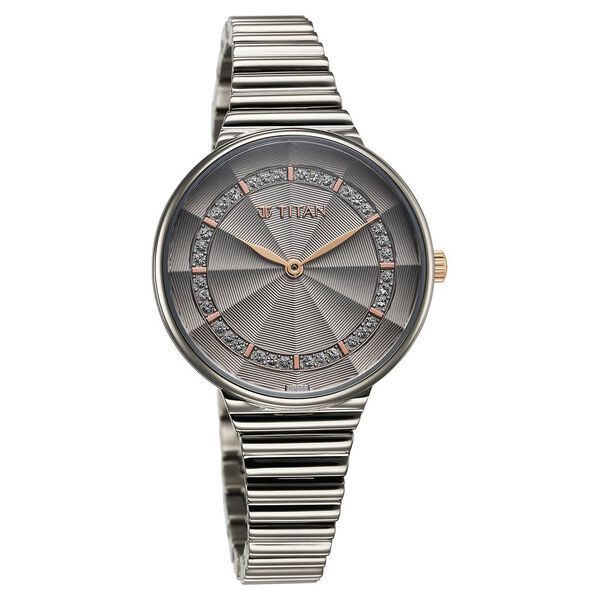 Titan Aura Quartz Analog Grey Dial Stainless Steel Strap Watch for Women - image number 1