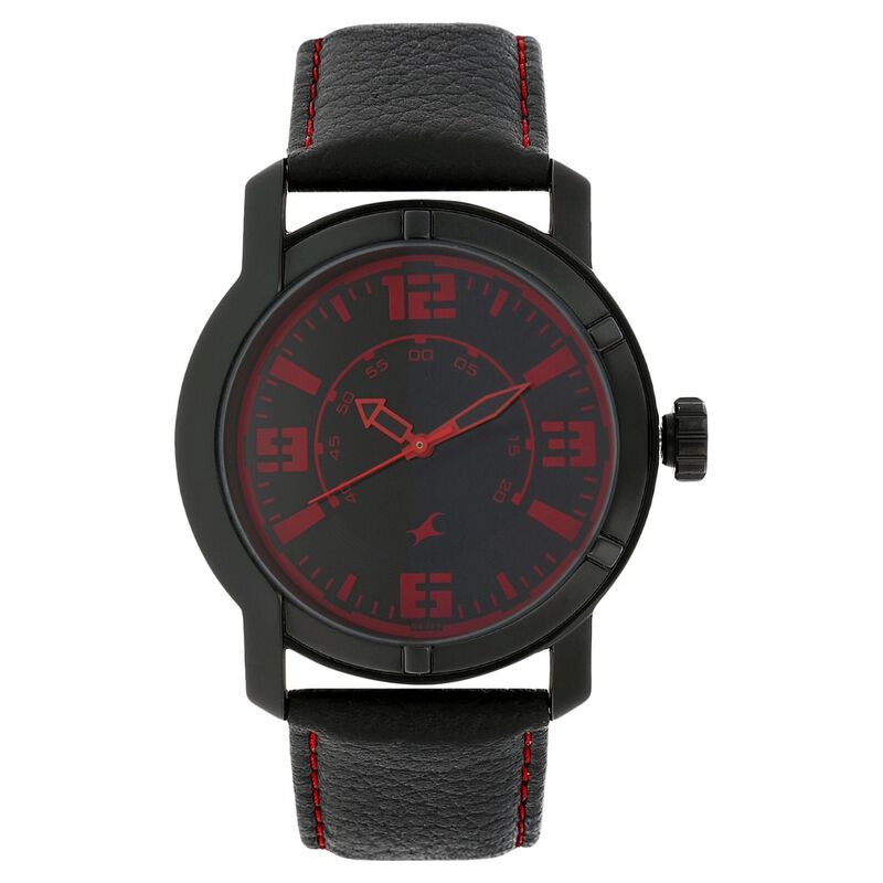 Fastrack Quartz Analog Black Dial Leather Strap Watch for Guys - image number 0