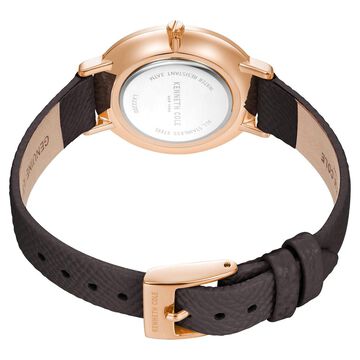 Kenneth Cole Quartz Analog Silver Dial Leather Strap Watch for Women