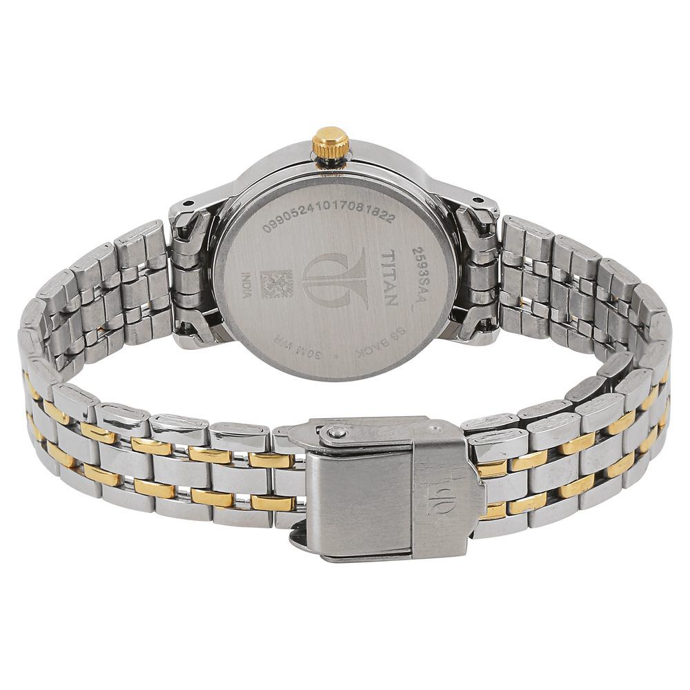 Buy Online Titan Quartz Analog Champagne Dial Stainless Steel Strap Watch for Women ns2593bm01 Titan
