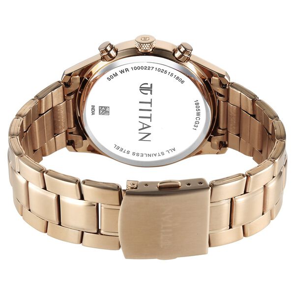 Titan Classique Neo Splash Analog with Cream Dial Carnation Gold Stainless Steel Strap Watch for Men - image number 4