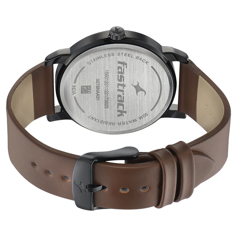 Fastrack Style Up Silver Dial Leather Strap Watch for Guys - image number 4