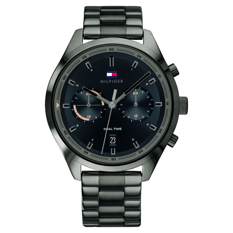 Buy Online Tommy Hilfiger Quartz Multifunction Black Dial Stainless ...