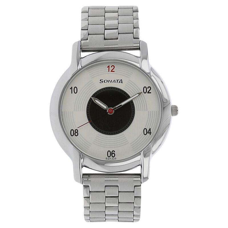 Sonata Quartz Analog Blue Dial Stainless Steel Strap Watch for Men