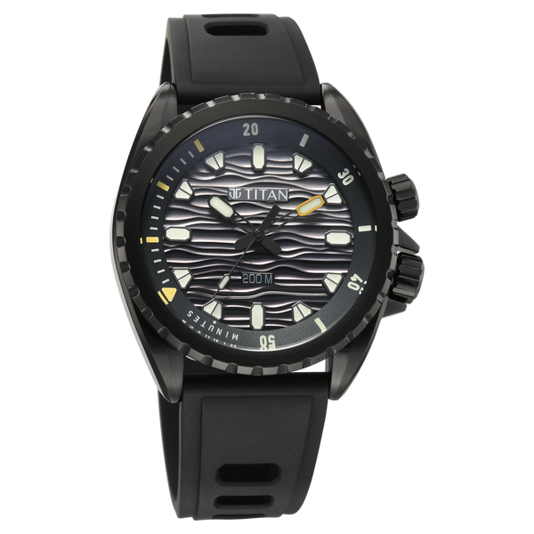 Titan Zero Hour Diver's 200m Analog with Black Dial Black FKM Strap Watch for Men - image number 1