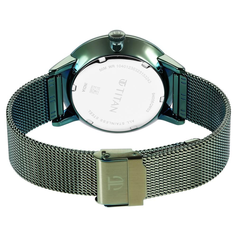 Buy Online Titan Modern Classics Green Dial Quartz Multifunction Stainless Steel Strap Watch for Men ns94006qm03 Titan