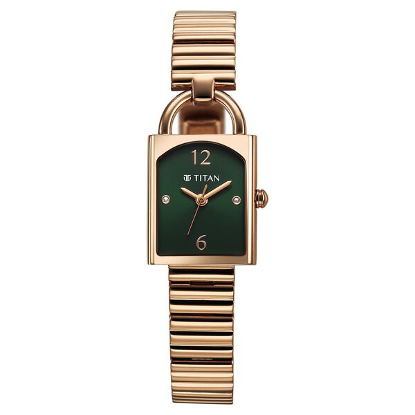Titan Metro Quartz Analog Green Dial Stainless Steel Strap Watch For Women - image number 0