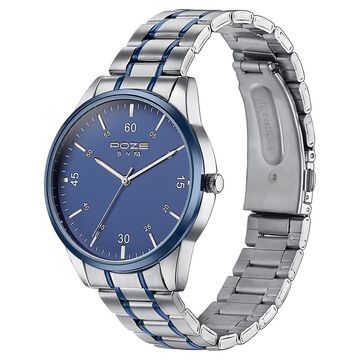 Sonata Poze Quartz Analog Blue Dial Stainless Steel Strap Watch For Men