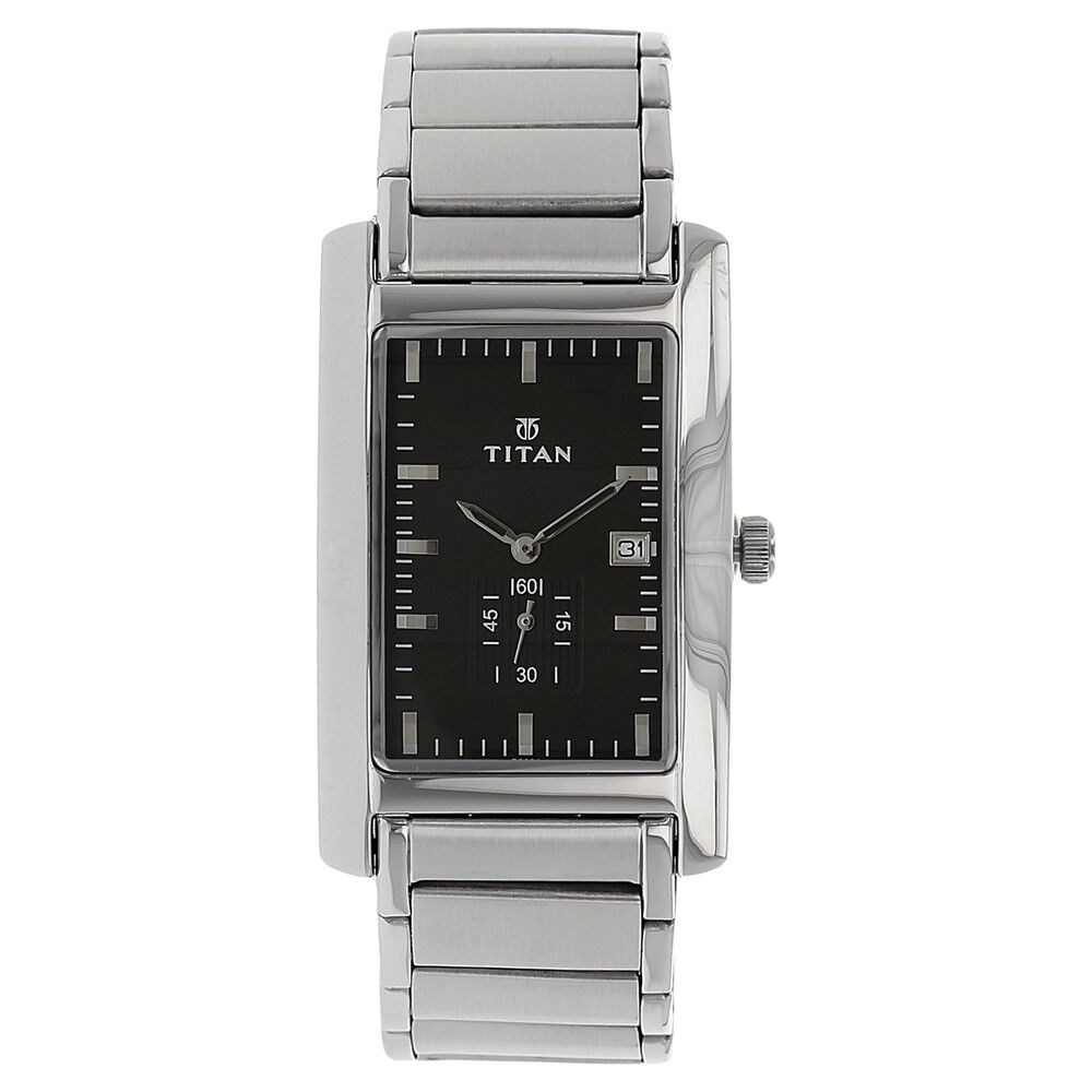 Buy Online Titan Quartz Analog with Date Black Dial Stainless Steel Strap Watch for Men nj9280sm02a Titan