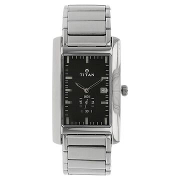 Titan Quartz Analog with Date Black Dial Stainless Steel Strap Watch for Men