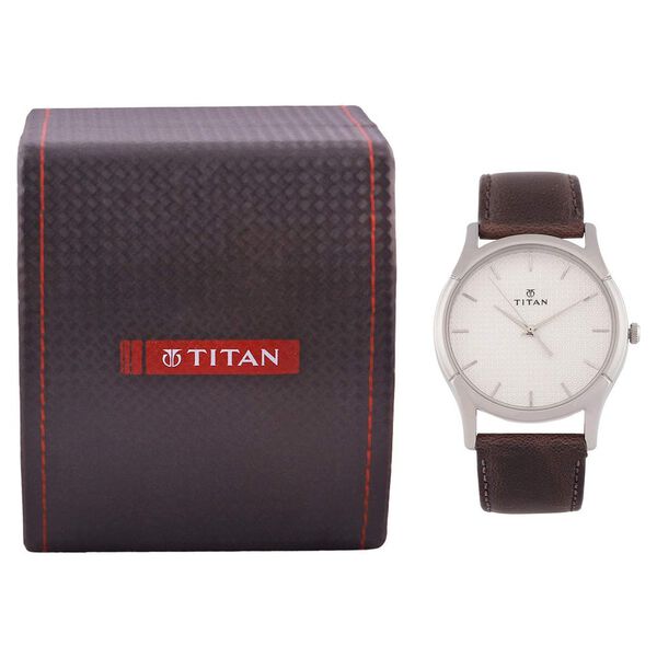 Titan Quartz Analog Silver Dial Leather Strap Watch for Men - image number 4