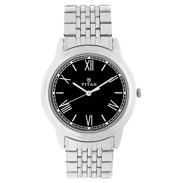 Titan Quartz Analog Black Dial Stainless Steel Strap Watch for Men - image number 0