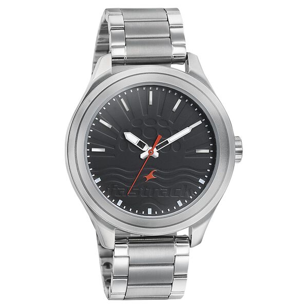 Fastrack Sunburn Quartz Analog Black Dial Stainless Steel Strap Watch for Guys - image number 0