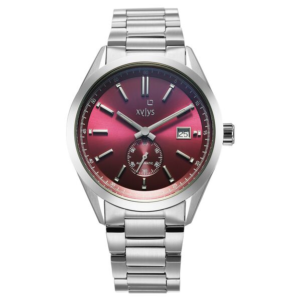 Xylys Automatic Maroon Dial Silver Stainless Steel Strap Watch For Men - image number 0