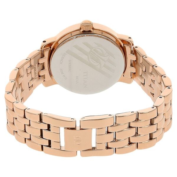 Titan Quartz Multifunction Red Dial Metal Strap Watch for Women - image number 3