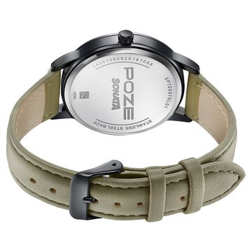 Poze By Sonata Quartz Analog Black Dial Beige Leather Strap Watch For Men