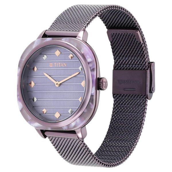Glitz Purple Dial Stainless Steel Strap Watch for Women - image number 2