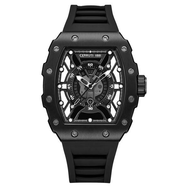 Cerruti 1881 Quartz Analog Black Dial Black Silicone Strap Watch For Men - image number 0