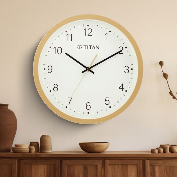 Buy Online Titan Classic Quartz Analog White Dial Wall Clock With