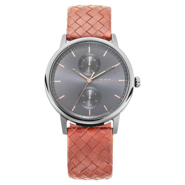 Titan Athleisure Grey Dial Analog Leather Strap Watch for Men - image number 1