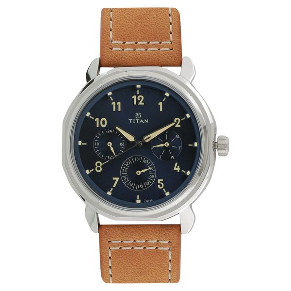 Titan Quartz Multifunction Blue Dial Stainless Steel Strap watch for Men - image number 0