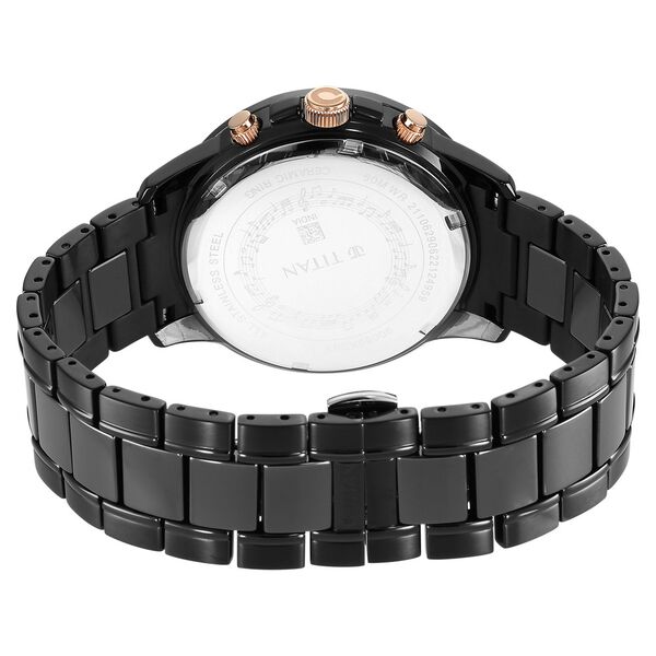Titan Quartet Black Dial Analog with Day and Date Steel and Ceramic Strap watch for Men - image number 4