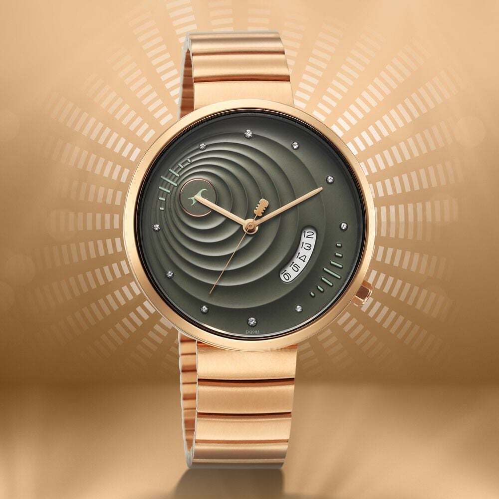 Fastrack Groove Quartz Analog with Date Green Dial Girls Stainless Steel Watch-image-36