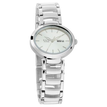 Titan Raga Viva Silver Dial Analog with Day and Date Metal Strap Watch for Women