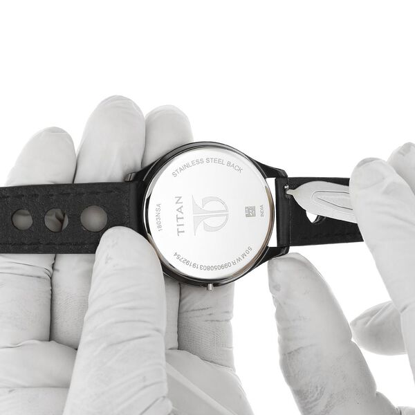20 mm Black Genuine Leather Straps for Men - image number 5