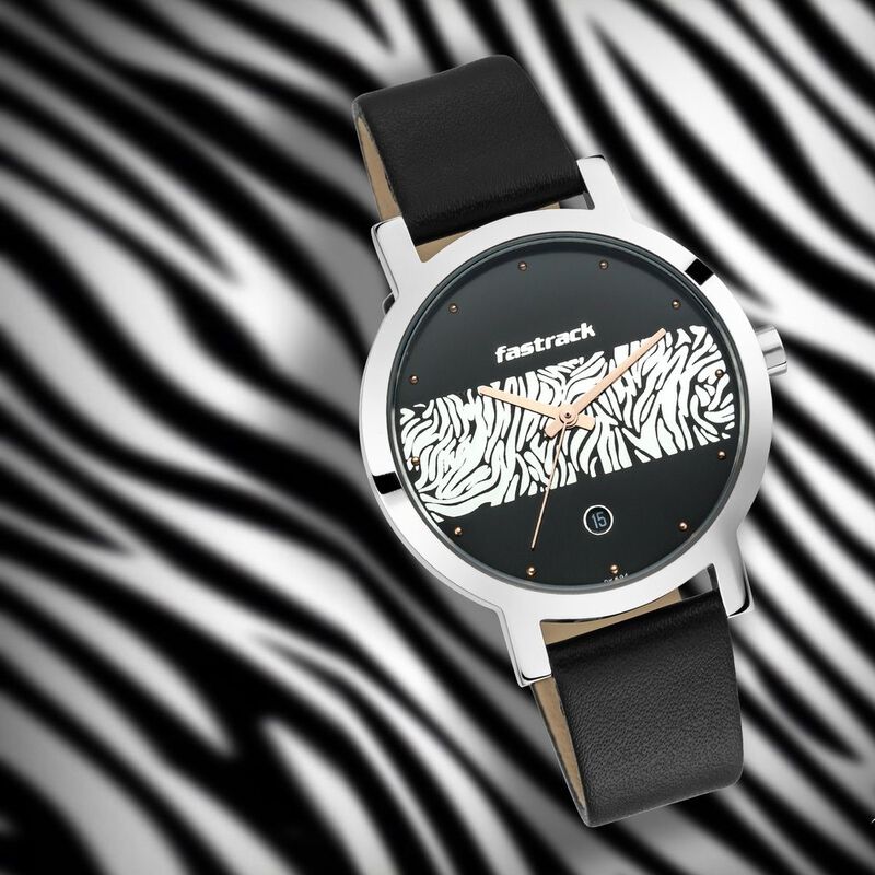 Buy Online Fastrack Animal Print Quartz Analog with Date Black Dial ...