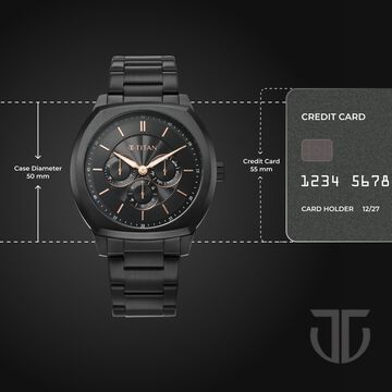 Titan Regalia Arc Analog with Day Date Second Subdial and Black Dial Black Stainless Steel Strap Watch for Men