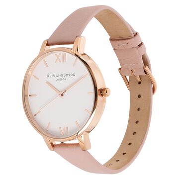 Olivia Burton Quartz Analog White Dial Leather Strap Watch for Women