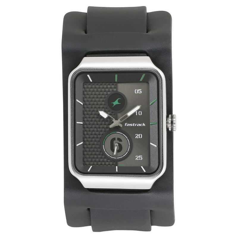 Fastrack Loopholes Quartz Analog Grey Dial Leather Strap Watch for Guys
