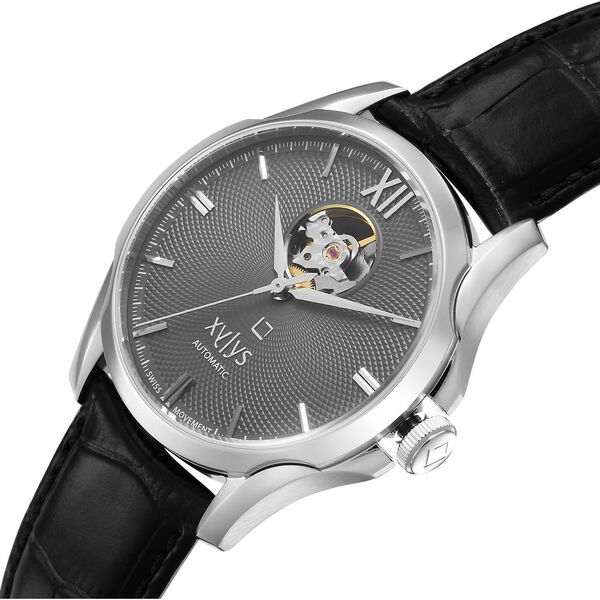 Xylys Automatic Analog Grey Dial Black Leather Strap Watch For Men - image number 1