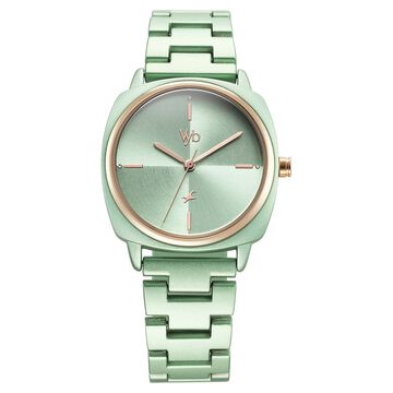 Fastrack Vyb Slayer Quartz Analog Green Dial Metal Strap Watch for Girls