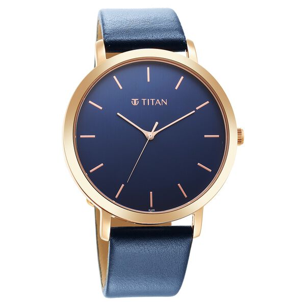 Titan Memento Quartz Analog Blue Round Dial Blue Leather Strap Watch For Men - image number 0