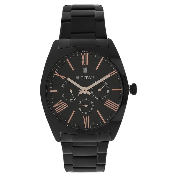 Titan Quartz Analog Black Dial Stainless Steel Strap Watch for Men - image number 0