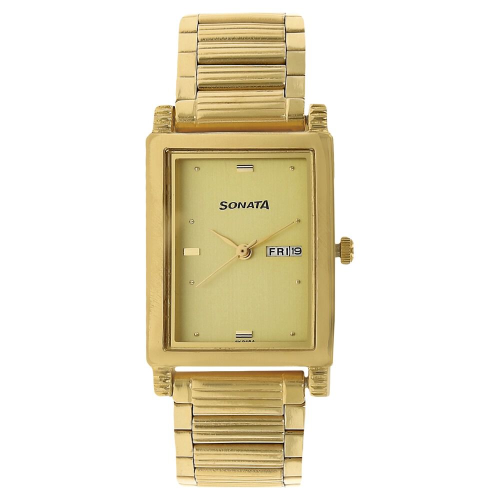 Buy Online Sonata Quartz Analog with Day and Date Champagne Dial