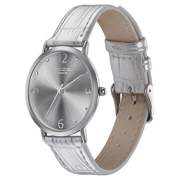 Sonata Poze Quartz Analog Silver Dial Leather Strap Watch for Women