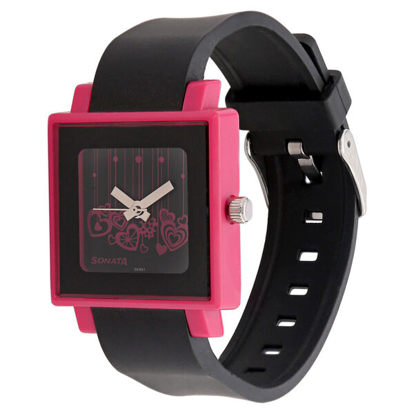 SF Quartz Analog Black Dial Plastic Strap Watch for Women - image number 1