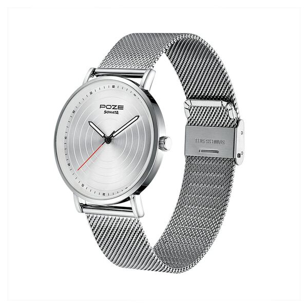 Poze by Sonata Quartz Analog Silver Dial Stainless Steel Strap Watch for Men - image number 2