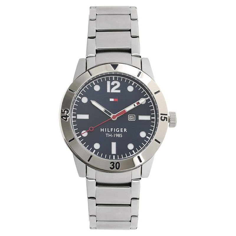 Tommy Hilfiger Quartz Analog with Day and Date Blue Dial Stainless Steel Strap Watch for Men