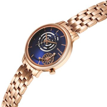 Sonata Unveil Quartz Analog Blue Dial Metal Strap Watch for Women