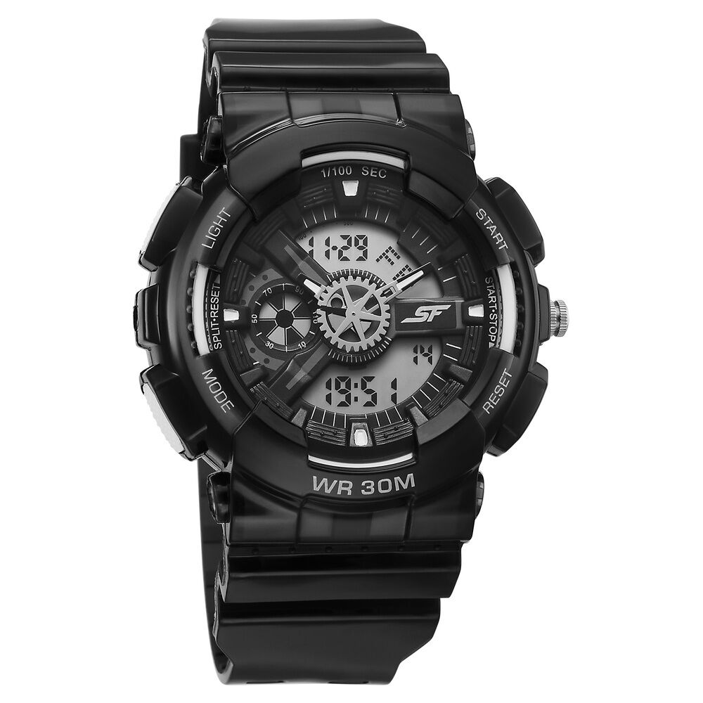 Sonata SF Spectra Quartz Digital Black Dial Translucent Black PU Strap Watch For Men-image-13