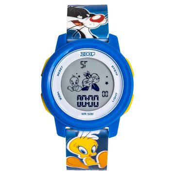 Zoop Looney Tunes Digital Watch with Blue Case and Blue Multi Color Strap for Boys Girls Kids, from House of Titan